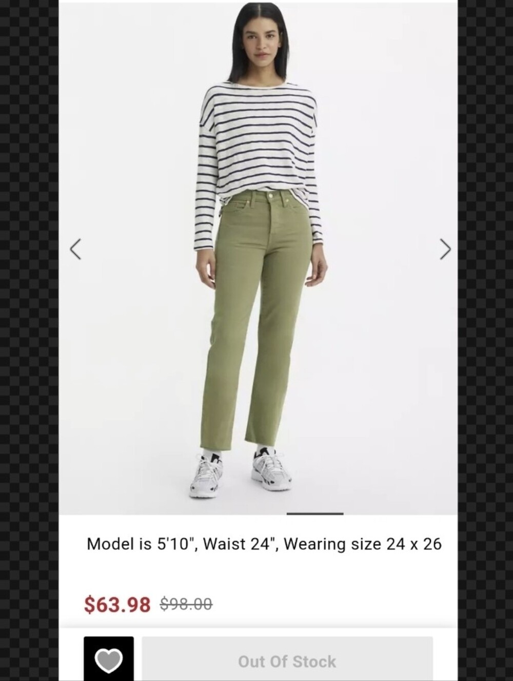 Levi's Wedgie Straight Size 26" Jeans Steeped Lichen Green